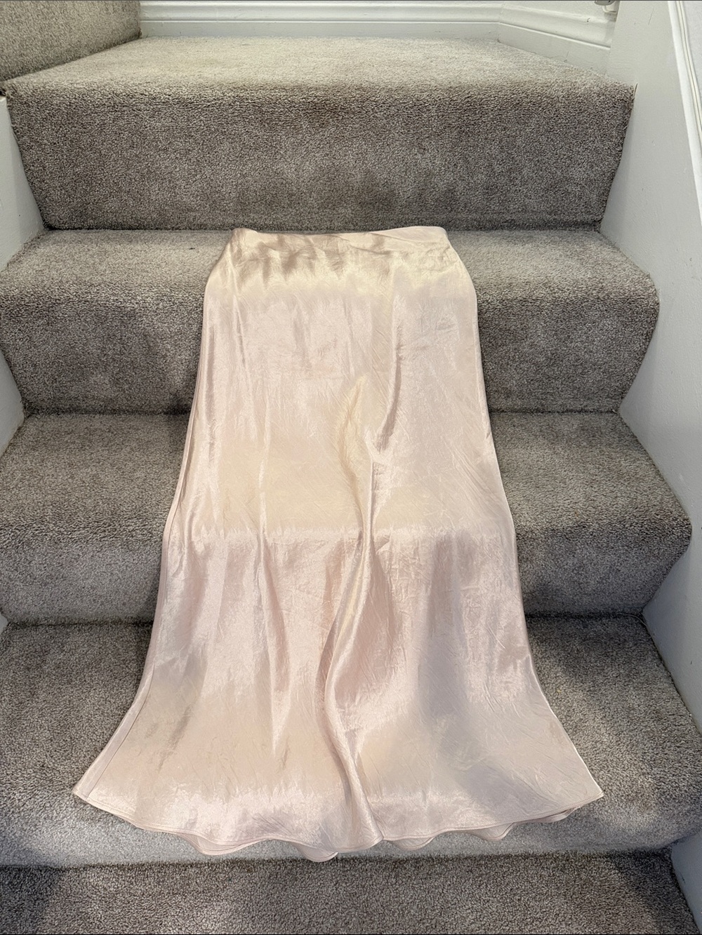 Babaton Satin Slip Skirt in Pale Blush